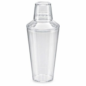 Three-piece transparent plastic cocktail shaker