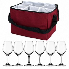 Expert Tasting Set with 6 glasses in a wine red bag