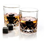 Whiskey set 2 whiskey glasses and 8 whiskey stones with an ice tong in a nice wooden box