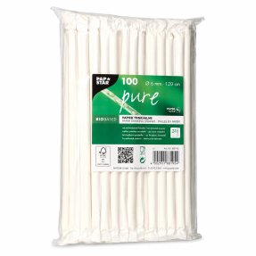 Paper Straws white bendable single packaging 100 pcs