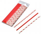 Straws paper red and white 24-pack