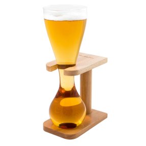 Quarter Yard Beer beer glass in wooden stand