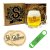 Staropramen replica 1930s beer glass, coaster and opener