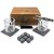 Whiskey set in wooden box with glass, tongs and whiskey stones