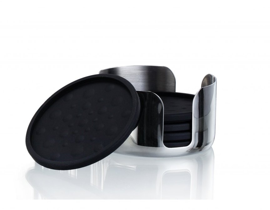 Coasters black silicon 5-pack