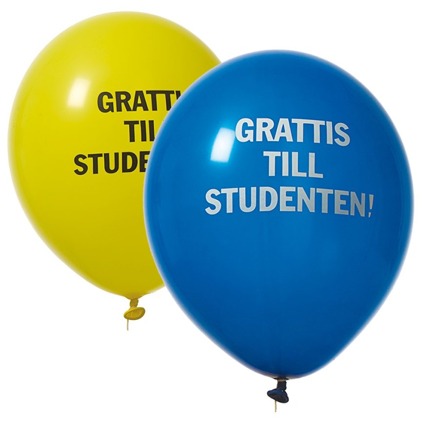 Balloons blue/yellow 12-pack GRATTIS TILL STUDENTEN!