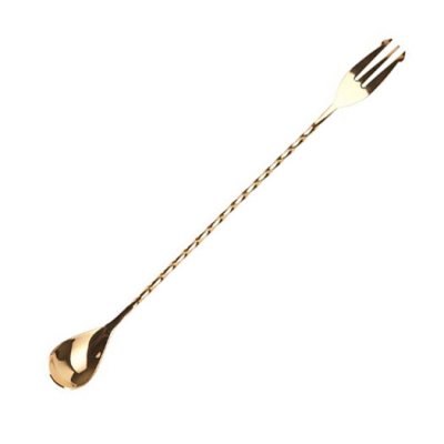 Bar spoon with fork Gold 30 cm