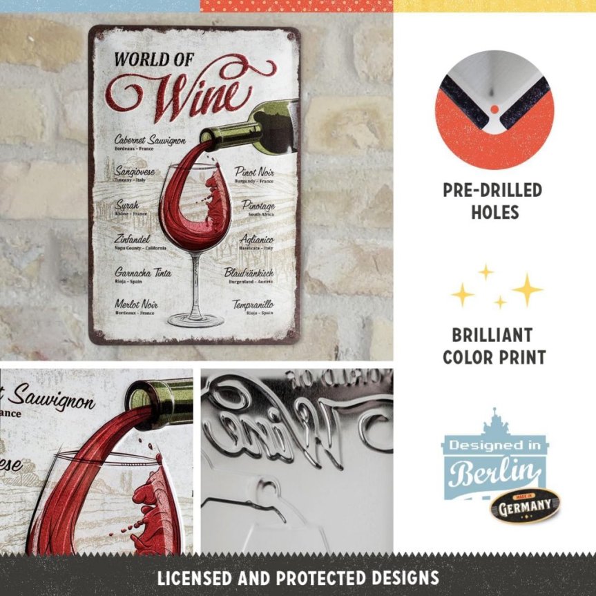 Bar sign World of Wine 20x30 cm