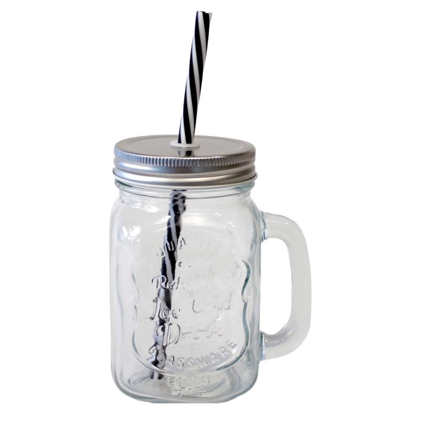 Drinking jar with straw