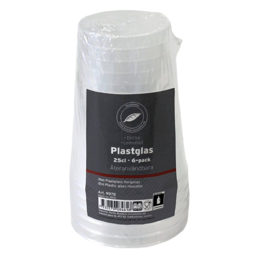 Plastic drinking glasses 25 cl 6-pack