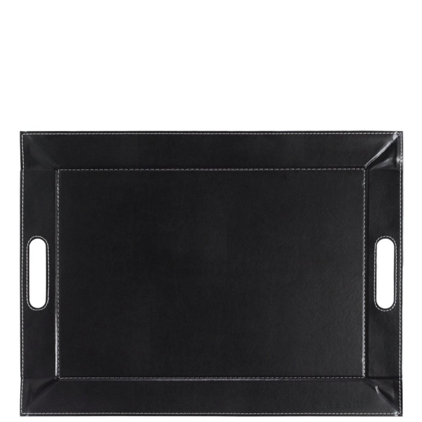 Freeform serving tray black leather