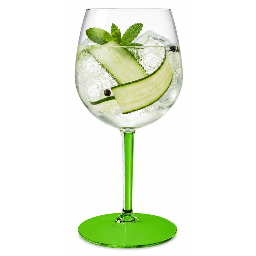 Zoom image of Gin & Tonic plastic glass green stem/foot 58 cl - Tritan