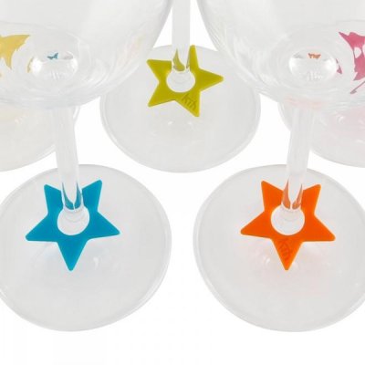 Wine glass markers stars 8 pcs silicone