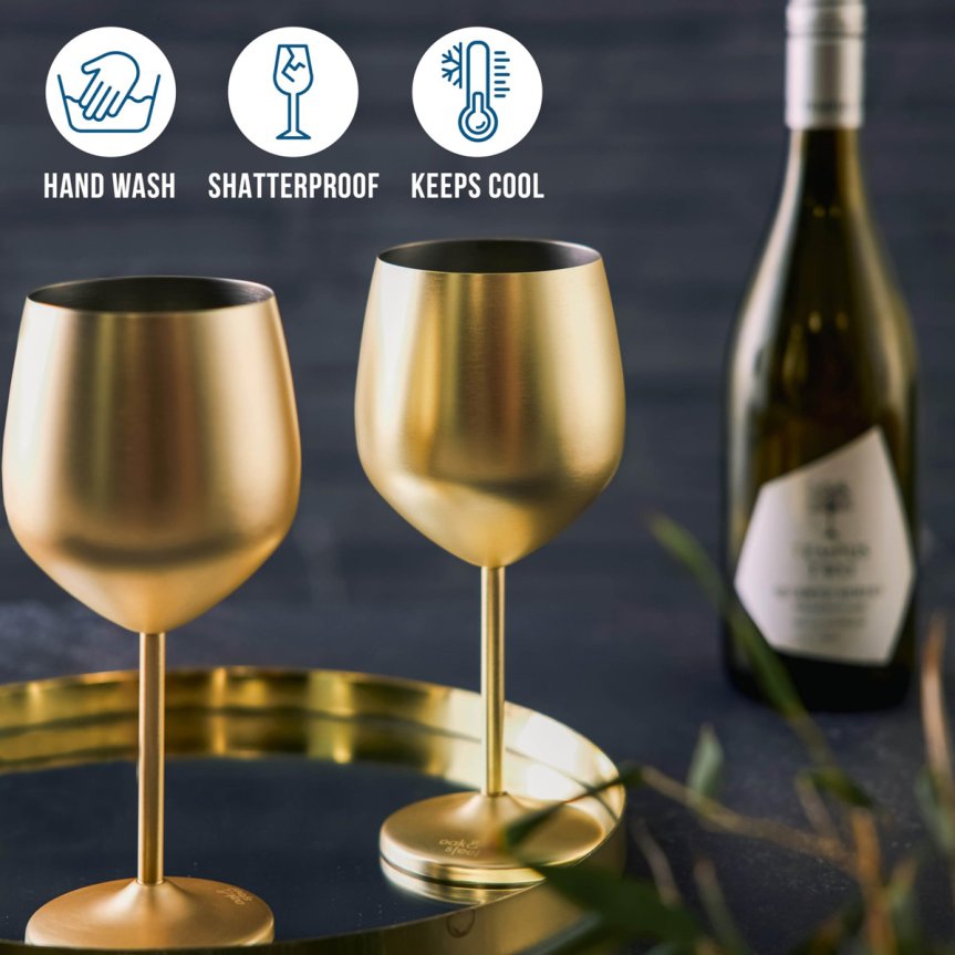 Gold glass wine glass - Cocktail glass in gold 50 cl 2 pcs