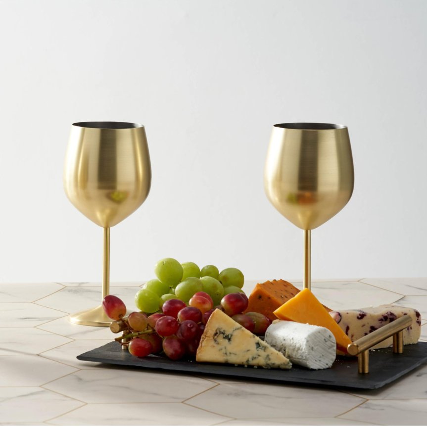 Gold glass wine glass - Cocktail glass in gold 50 cl 2 pcs
