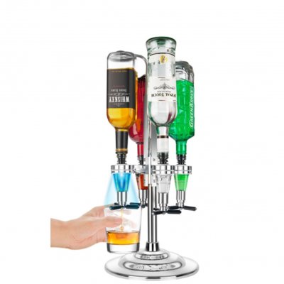 Final Touch LED Rotary Bar Caddy 4 Bottle