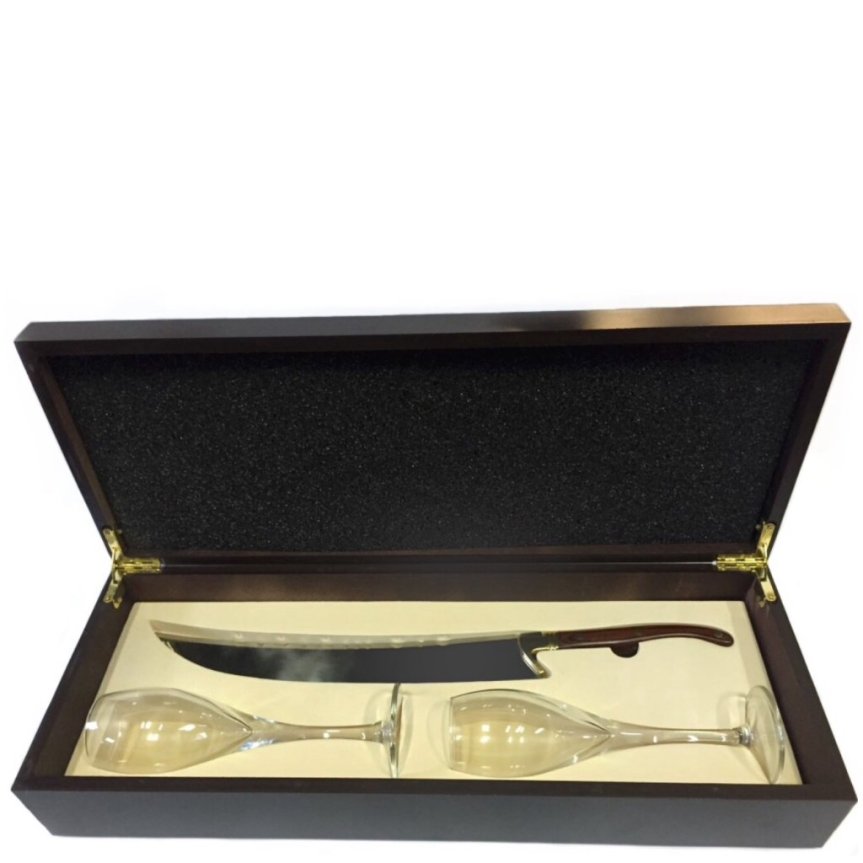 Sciabola Legno sabreringssabel med 2 glas