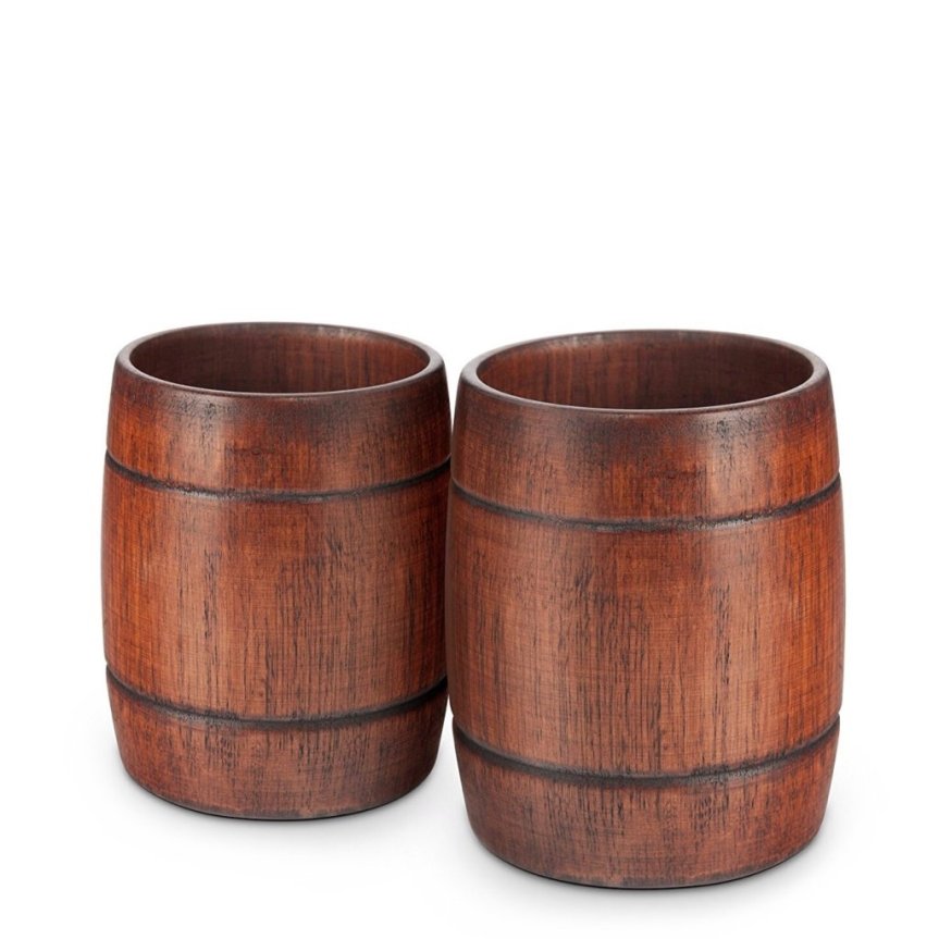 Wood Barrel tumbler glass 35 cl 2-pack