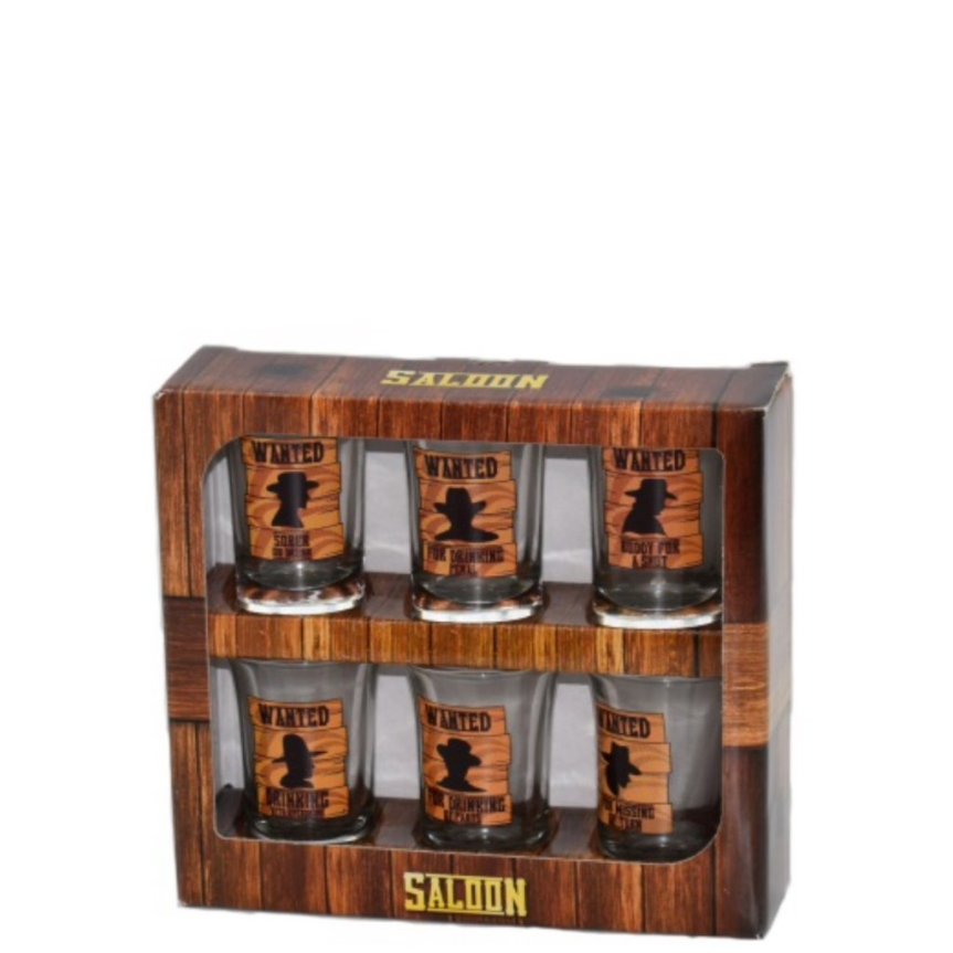 Saloon shot glass 6-pack