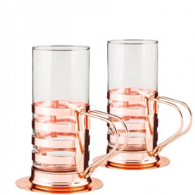 Irish coffee set stainless steel copper plated 2 pack