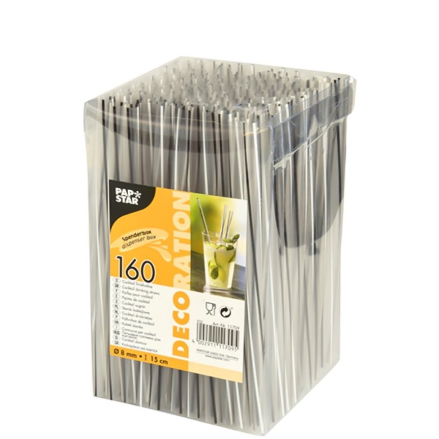 Sugrör svartvitrandiga 160-pack