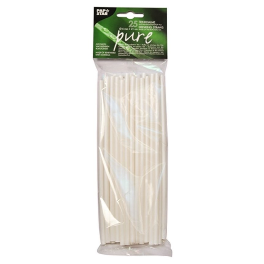 Straws white, organic, 21 cm 25-pack