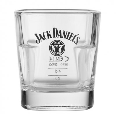 Jack Daniels whiskey glass stackable with cl mark