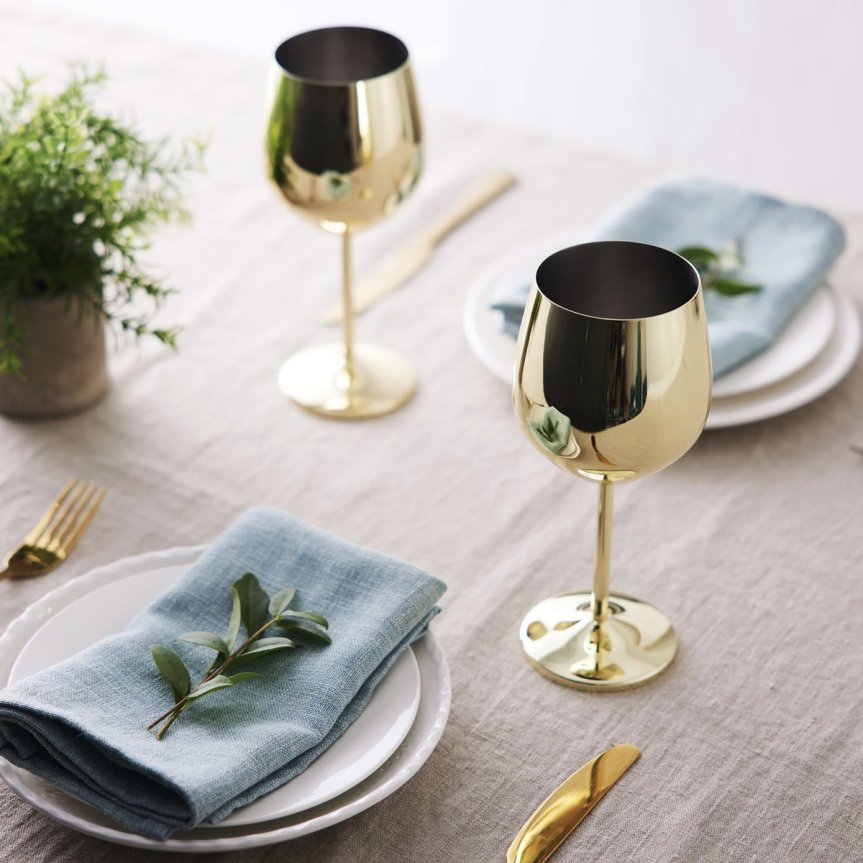 Gold glass wine glass - Cocktail glass in gold 50 cl 2 pcs