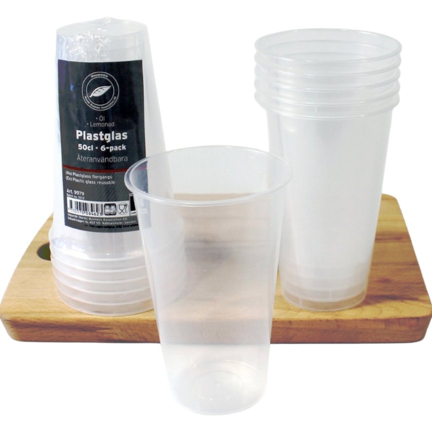 Plastic beer glasses 50 cl 6-pack