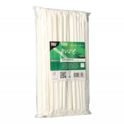 Paper Straws white bendable single packaging 100 pcs
