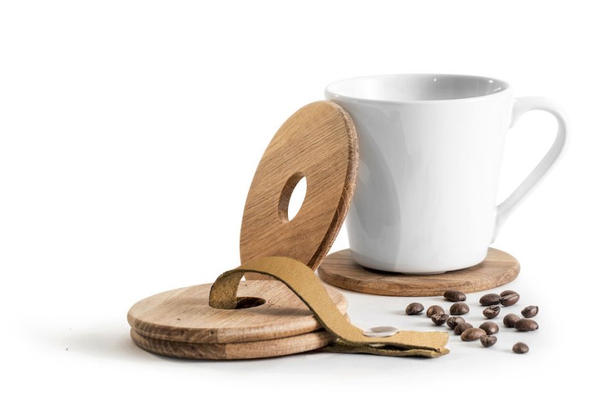 Oak coasters 4-pack
