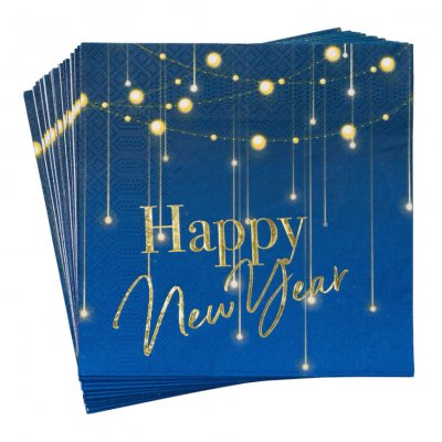 New Year's Napkins blue 33 x 33 cm 16-pack