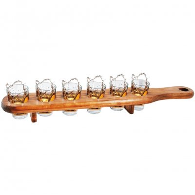 Shooter Glass Set 6 With Wooden Slat