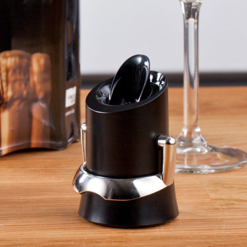 Zoom image of Champagne Stopper with Pourer – Black