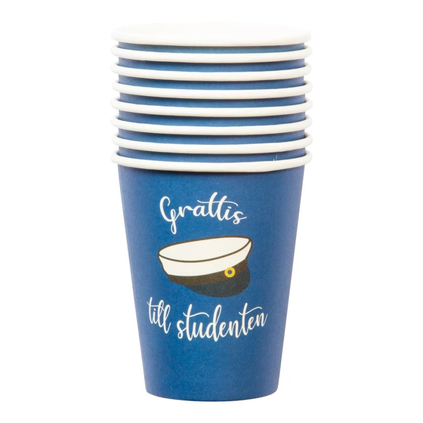 Student cap paper cup 8 pcs