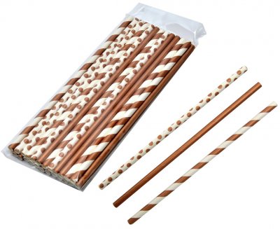 Straws paper brown and white 24-pack