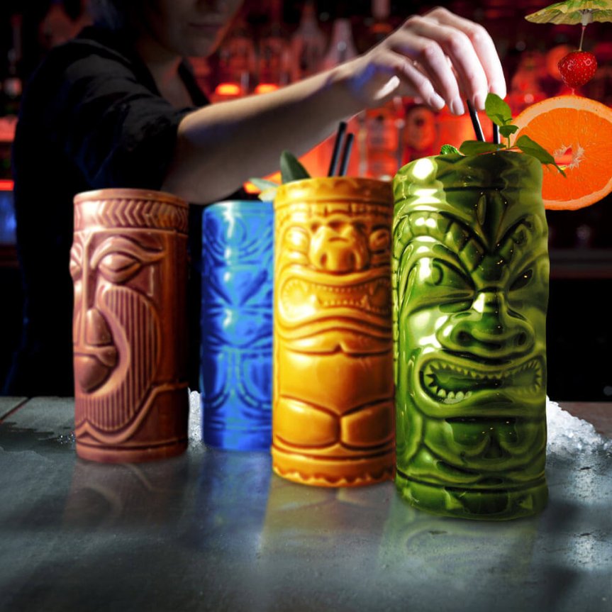 Tiki set 4 pcs ceramic glass 34 cl