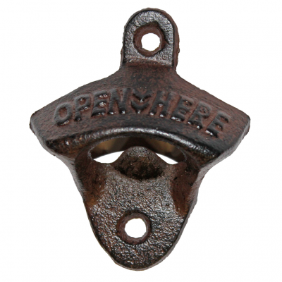 Wall mounted cap opener in cast iron