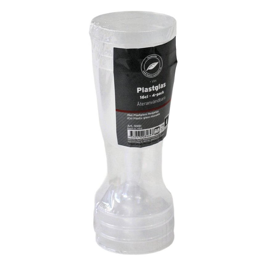 Plastic wine glasses 4-pack 16,3 cl