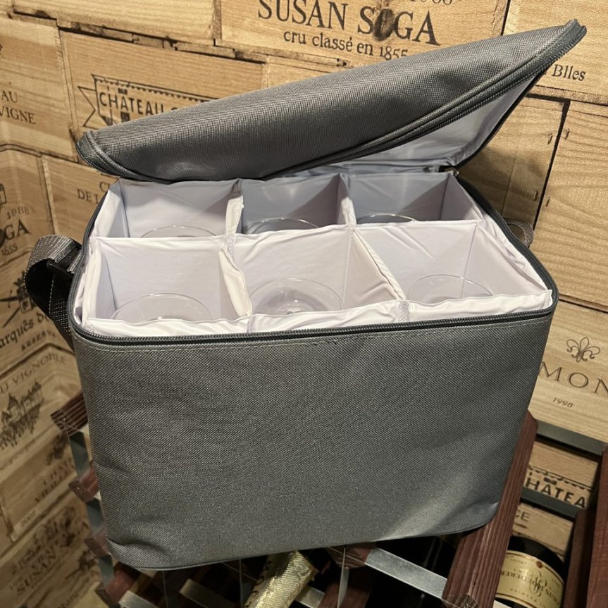 Gray bag for 6 glasses