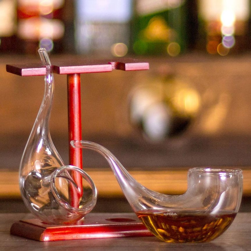 Zoom image of Vinology Pipe Sippers with wooden stand