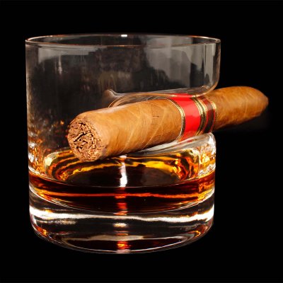 Whiskey glass Classic with cigar holder